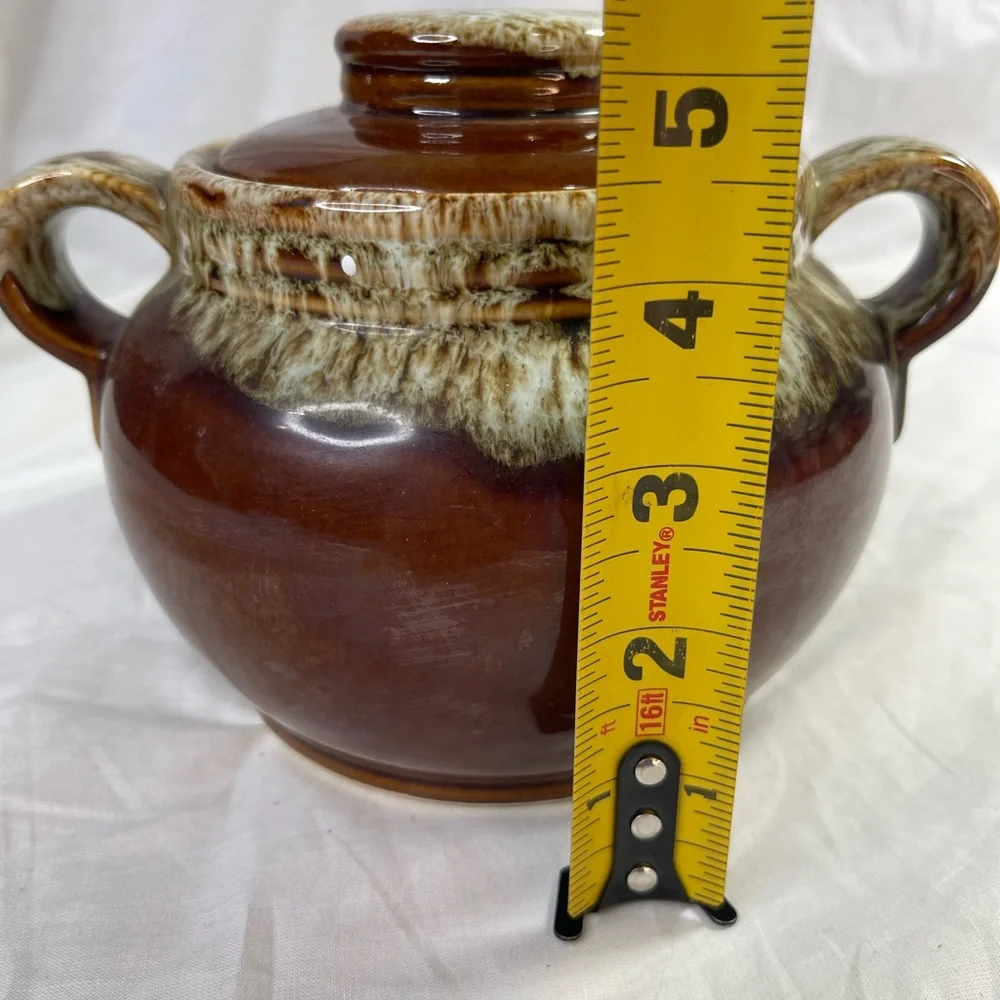 Vintage Brown Drip Bean Pot